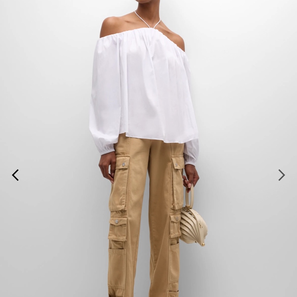 NWT Simon Miller Oleander Poplin Off-Shoulder Halter Top white blouse